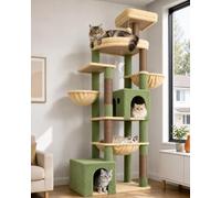Globlazer S76B Arbre a Chat Grand Hamac 50CM Plateforme 2 Niches Gros Chats | Solide Arbre a Chat avec Plusieurs Détente Poteau à Griffer en Sisal Montage Facile Robuste Tour Chat pour Grand Chats Chaton