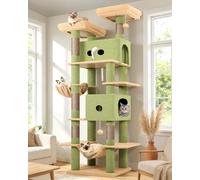 Globlazer S80B Arbre à Chat Cactus Vert XXL Stabl 204 cm pour Grand Chats | Solide Arbres a Chats avec 2 Grand Niches, 2 Rembourré Plateforme, Doux Panier, Hamac, Robuste et Sûr, pour 3-5 Chats Adultes