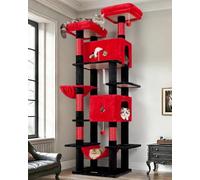 Globlazer S80B Arbre à Chat Gothique XXL Stable 204cm pour 3-5 Grand Chats | Solide Arbres a Chats avec 2 Grand Niches, 2 Rembourré Plateforme, Doux Panier, Hamac, Robuste et Sûr, pour 3-5 Chats Adultes