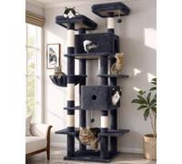 Globlazer S80B Arbre à Chat XXL Stable 204cm pour 3-5 Grand Chats Intérieur | Solide Arbres a Chats avec 2 Grand Niches, 2 Rembourré Plateforme, Doux Panier, Hamac, Robuste et Sûr, pour 3-5 Chats Adultes