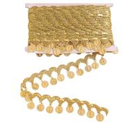 GLOBLELAND 10 Yards de Ruban de Dentelle à Paillettes en Forme de Pièce D'Or Franges de 1.54cm de Largeur pour Robe de Danse Ceinture Chaîne pour Vêtements Ruban Costumes de Scène Couture Décoration