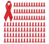 GLOBLELAND 100 Pièces Rubans Rouges Épingles en Satin Rubans avec épingles de Sécurité pour la Sensibilisation au VIH/sida Prévention de la Conduite en état d'ivresse Broche pour Hommes et Femmes