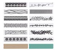 GLOBLELAND 12 Pièces Dentelle Rectangulaire Pochoir Gaufrer Damassé Plastique 12 Motifs Différents Dossier de Gaufrage de Carte de Papier Dossiers de Gaufrage pour Fabrication de Cartes Scrapbooking