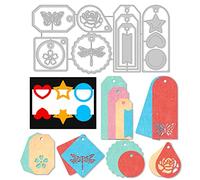 GLOBLELAND 17Pcs Label Signet Matrices de Découpe en Métal Fleur Papillon Libellule Étoile Cœur Cercle Dies de Découpe Gabarit pour Fabrication de Cartes Bricolage Scrapbooking Artisanat Décoration