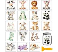 GLOBLELAND 18 feuille D'Autocollants de Transfert D'Animaux Mignons de 3.9x3.6cm ((2) pouces) Motifs Colorés D'Animaux Rigolos (Chat Chien) Transfert à Frotter pour Décorer Tasses Vases