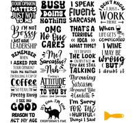 GLOBLELAND 18 Feuilles D'Autocollants de Transfert de Silhouette Sarcasme Drôle 3.9x3.6 pouces Sasquatch Décalcomanies Texte Humoristique à Frotter Sur Transfert pour Meubles Vase Verre Mason Jar