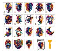 GLOBLELAND 18 Feuilles de Autocollants de Transfert de 3.9x3.6pouces Décalcomanies Colorées Représentant des Signes du Zodiaque pour Vase en Cristal 12 constellations pour Meubles Vase Verre