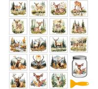 GLOBLELAND 18 Feuilles de Autocollants de Transfert de Sika Deers Nature Animaux de la Forêt Imperméable UV DTF Emballages pour Tasses Autocollants de Cerfs Milu Décalcomanies pour D'Eau Vase