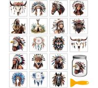 GLOBLELAND 18 Feuilles de Autocollants de Transfert Dream Éléments Plumes Colorées 3.9x3.6 pouces Décalcomanies Maison Éléments Amérindien Tasse Transfert à Frotter pour Meubles Vase Artisanat