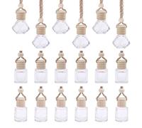 GLOBLELAND 18 pièce 3 styles de Pendentifs Désodorisants pour Voiture Flacons Diffuseurs D'Huiles Essentielles en Verre de 8 ml Flacons de Parfum Suspendus pour la Décoration