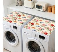 GLOBLELAND 2 housse de Protection Rétro à Motif Floral pour Lave Linge/Sèche Linge (23.6 x 23.6pouces) Style Rustique et Champêtre Antidérapante pour Buanderie Ou Table de Salon.