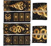 GLOBLELAND 2 Porte-Cartes de Tarot Serpents dorés Fleurs et vignes Polyester Magie Divination Soleil et Lune Pochette de Rangement Accessoires pour Cartes à Jouer et tarots