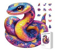 GLOBLELAND 200 Pièces Puzzle en Bois de Serpent pour Adultes et L'Année du Serpent en Bois Puzzle Coloré de Forme Unique pour Anniversaire