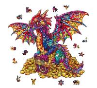GLOBLELAND 200 Pièces Puzzle en Bois Dragon pour Adultes et 13x11 Pouces en Bois de Forme Unique Animal Puzzle Coloré pour Cadeaux d'anniversaire