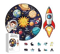 GLOBLELAND 200 Pièces Puzzle en Bois Système Solaire Planète Bois Adultes Puzzles Forme Unique Colorés pour Les Vacances Cadeaux d'anniversaire