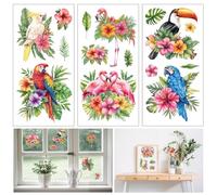 GLOBLELAND 3 Feuilles de Transfert de Meubles D'Animaux Tropicaux 6x12 pouces Flamingo et Perroquet à Frotter Sur le Transfert Autocollant D'Art Mural pour Chambre à Coucher Salon Bureau de Table