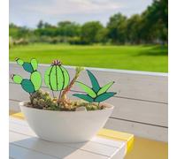 GLOBLELAND 3 pcs 3 Style Verre Plante Décor Cactus Agave Aloe Acrylique Plante Succulente Décor Cactus Artificiel pour la Maison Jardin Extérieur Décoration Intérieure Ornement