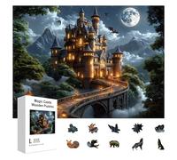 GLOBLELAND 300 Pièces Puzzle en Bois Château Magique de Nuit pour Adulte Puzzles en Bois Dragon et Château Colorés Cadeaux d'anniversaire de Vacances