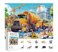 GLOBLELAND 300 Pièces Puzzle en Bois de Chantier de Construction pour Scène de Travail Travailleurs Puzzles en Bois pour Puzzles Colorés pour Cadeaux d'anniversaire