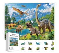 GLOBLELAND 300 Pièces Puzzle en Bois Dinosaure pour Adulte Jurassic World Puzzle en Bois Adulte Coloré pour Anniversaire Cadeaux de Vacances