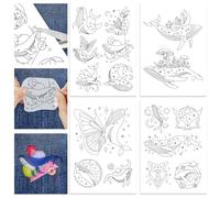 GLOBLELAND 4 feuille 16 pièces de Bâtons et de Points de Baleine de Rêve en Cristal Stabilisateur Soluble dans L'Eau pour Broderie Adhésif Couture à la Main Tissus 11.7x8.3Pouce