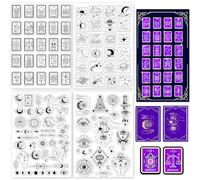 GLOBLELAND 4 feuille de Tampons Transparents de Divination Magique pour la Fabrication de Cartes Tarot Mystique Sceaux de Tampon Transparents en Silicone Tampons Transparents pour Scrapbooking