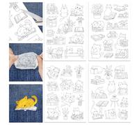 GLOBLELAND 4 feuilles 50 pièces Livre de Lecture Chat Bâton et Point Stabilisateur Soluble dans L'Eau pour Broderie Adhésif Couture à la Main Stabilisateurs Tissus 11.7x8.3 pouces