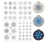 GLOBLELAND 4 Feuilles de Flocons de Neige de Noël et stabilisateur soluble dans l'eau pour broderie à la main pour bricolage, couture, broderie, stabilisateurs de couture à la main, tissus non