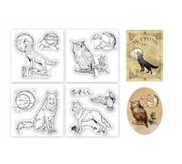 GLOBLELAND 4 pcs Mini Loup Hibou Tampons Transparents Animaux Réalistes Loup Hibou Silicone Transparent Joint Tampons Transparents pour DIY Scrapbooking