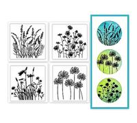 GLOBLELAND 4 pcs Mini Tampons Transparents Fleurs Sauvages pour Scrapbooking Mini Plante Tampons Transparents en Silicone Tampons Transparents pour la Fabrication de Cartes Journal Décoration