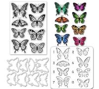 GLOBLELAND 4 Pcs Stratifié papillon silicone sceau transparent moule de coupe d'animaux de métal Pintures de processus Modèles pour la fabrication de cartes et de DIY décoration de processus