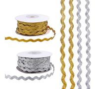 GLOBLELAND 54 mètre de Galon Ondulé Doré et Argenté 2 styles pour la Couture et la Décoration de Vêtements. Galon en Dentelle Colorée Ruban Tressé Incurvé Idéal pour les Fêtes