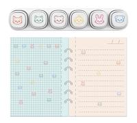 GLOBLELAND 6 pièce 6 Styles de Mini Tampons Animaux Mignons pour la Notation : Chat Chien Ours Lapin Poule Renard. Tampons en Plastique pour Agenda Dessin Journal Intime Loisirs Créatifs