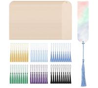 GLOBLELAND 60 marque Page en Bois Vierge avec 60 pompons de 6 couleurs Différentes Kit de Marque Pages en Bois Brut à Faire Soi Même Idéal pour un Anniversaire Ou pour Décorer un Lecteur.