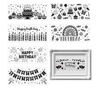 GLOBLELAND 8 feuille autocollants de Tasse de Silhouette de Gâteau D'Anniversaire Autocollants de Bougies Cadeaux Autocollants Muraux de Silhouette en Plastique Autocollants Adhésifs Pot de Lanterne