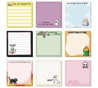 GLOBLELAND 9 bloc Notes 540 feuilles Textes Humoristiques Bloc Notes Adhésif de 3x3pouces Animaux de Dessin Animé Citations Inspirantes pour Journal Intime Maison Réunions Bureau