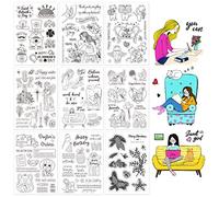 GLOBLELAND 9 feuilles de tampons transparents Working personne pour bricolage scrapbooking Saint. patrick Gnome in Love tampon en caoutchouc pour cartes Cat in Love tampon transparent en silicone