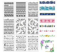 GLOBLELAND 9Pcs Dentelle Tampons Silicone Joint de Motif de Fleur Transparent pour Scrapbooking