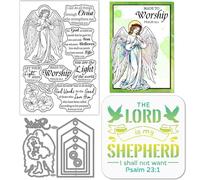 GLOBLELAND Anges Bible Texte Tampon en Silicone Clair Cadre en Métal de Marquage Découpe Colombe de la Paix Bénédiction Peinture Pochoirs D'Artisanat pour la Fabrication de Cartes Scrapbooking