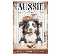 GLOBLELAND "Aussie Coffee Co. Est.1975 Great Time, Great Coffee" Panneau en Métal Vintage avec un Colley Rétro Métal Tin Signes Décoration Murale pour la Maison Bar Club Restaurant Café