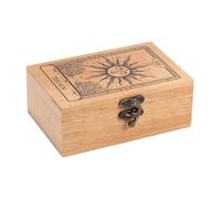 GLOBLELAND Boîte de Rangement en Bois de Hêtre pour Cartes de Tarot Soleil et Tournesols Boîte à Bijoux pour Gravure de Cartes de Tarot Boîte à Cartes de Tarot pour Support Rangement 5.12x3.23x1.46in