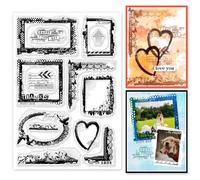 GLOBLELAND Cadre Coin Grunge Tampons Clairs Grunge Cadres et Bordures Tampons Transparents Cadre Fond Tampons Clairs pour DIY Scrapbooking Fabrication de Cartes Décoratives