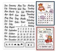 GLOBLELAND Calendrier Date Effacer Tampon Transparent Mois Semaine Numéros Silicone Timbre Joint Tampon Transparent Pour DIY Scrapbooking Fabrication De Cartes, 21x14.8cm/8.3x5.8inch