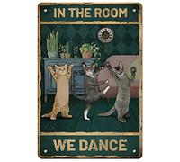GLOBLELAND Chats Dansants Affiche de Plaque d'étain en Métal Vintage Rétro Room Metal Wall Decoratif Tin Signes 8×12inch pour Home Kitchen Bar Coffee Shop Club Décoration