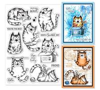 GLOBLELAND Chats de conte de fées Tampon Transparent Chats Silicone Timbre Joint Tampon Transparent Fond de Chat Clair TamponPour DIY Scrapbooking Cartes Album Photo, 21x14.8cm/8.3x5.8inch