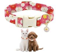 GLOBLELAND Collier pour chien en fleurs de cerisier de style japonais pour animaux domestiques - Collier souple réglable avec boucle à dégagement rapide pour petits chiens pour promener et courir