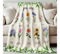 GLOBLELAND Couverture en Flanelle avec Motifs de Fleurs et de Tournesols Motif Écritures Chrétiennes pour Femmes Hommes 59x51 Pouces Jeté de Canapé Motif Tulipes Hortensias pour Lit Canapé Chaise