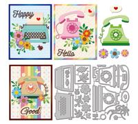 GLOBLELAND Découpes de Fleurs de Machine à Écrire Vintage pour la Fabrication de Cartes Téléphone Métal Découpes de Pochoirs pour le Scrapbooking DIY Décoration D'Album en Relief