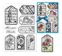 GLOBLELAND Étiquettes Vintage Timbres Transparents Fleurs Clés de Parfum Musique Manuscrit Signets Silicone Timbre Transparent Sceaux pour la Fabrication de Cartes DIY Scrapbooking Photo Journal