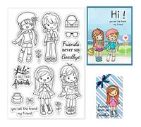 GLOBLELAND Friends Clear Stamps Fashion Friendship Blessings Silicone Clear Stamp Seals for Cards Making DIY Scrapbooking Photo Journal Album Decoration
